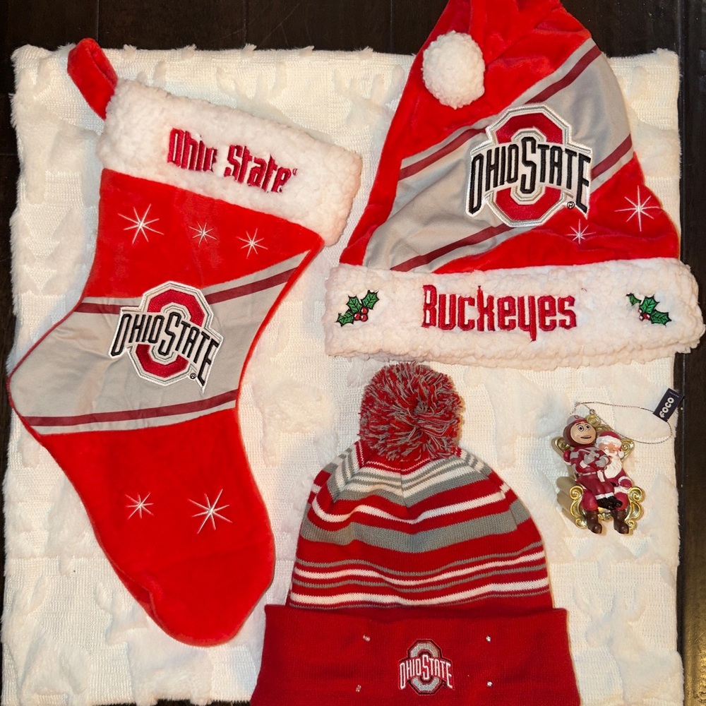 Ohio State Buckeyes Holiday Hats and Stocking Set